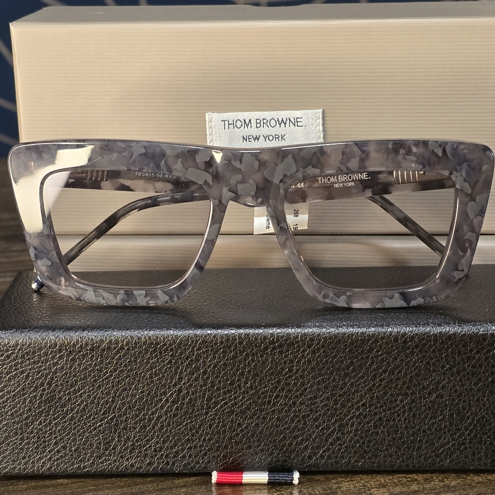 SOLD- Thom Browne Gray Marbled Square Acetate Glasses